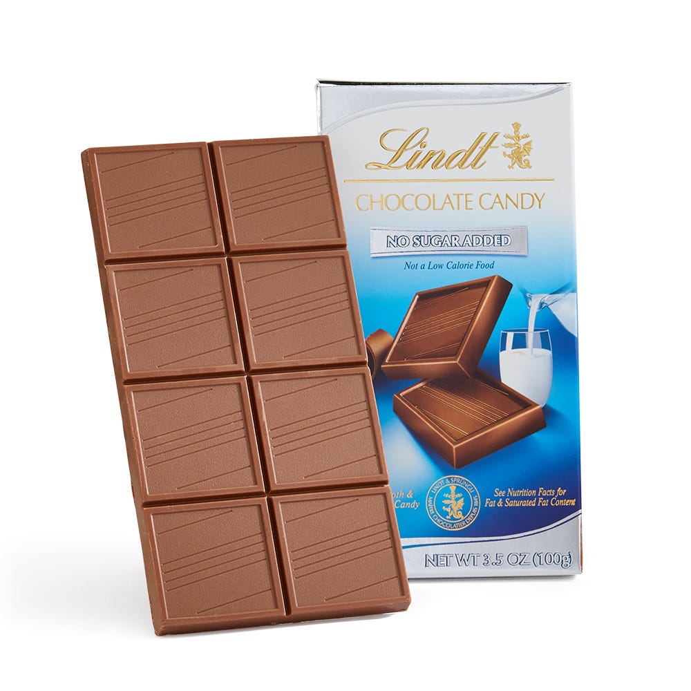 Lindt No Sugar Added Chocolate Candy Bar 3.5 oz