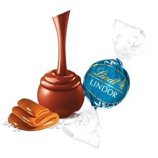 Image of Milk Chocolate Salted Caramel LINDOR Truffles 800-pc Case (353 oz)