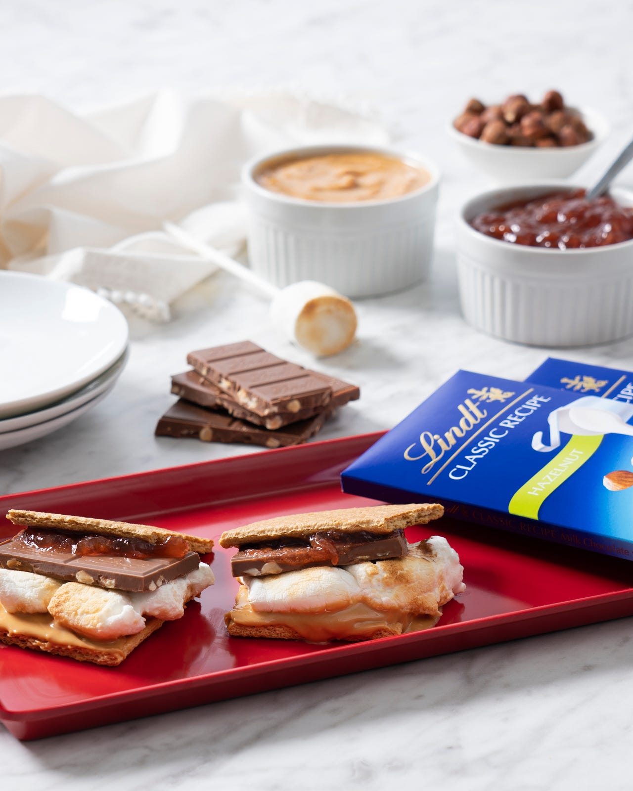 CLASSIC RECIPE Hazelnut, Peanut Butter, and Jelly S'more Recipe