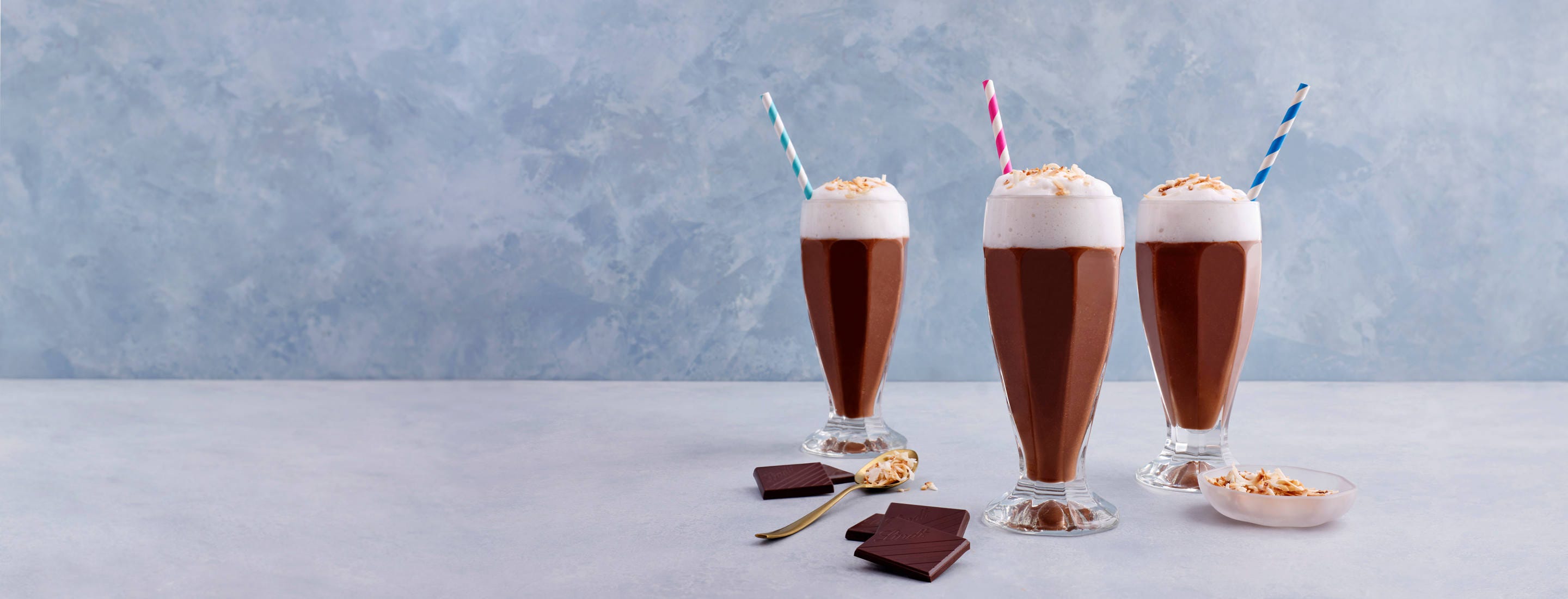 Ice Cold Chocolate and Banana Milkshake with Warm Coconut Foam